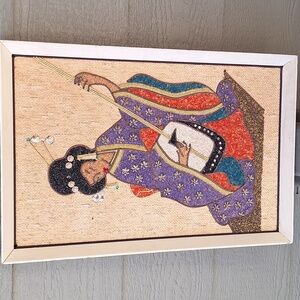 Vintage Japanese Geisha Gravel Wall Art